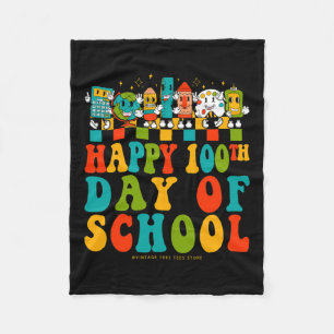 100th Day Of School Teacher Student Kids Groovy Hi Fleece Blanket