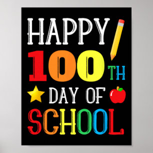 100th Day Of School Teacher Youth Kids Happy 100 D Poster