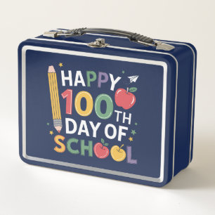 100th Day of School Teachers Happy 100 Days Metal Lunch Box