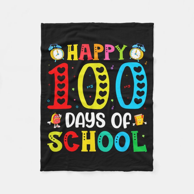 100th Day Of School Teachers Students 100 Days Of  Fleece Blanket (Front)