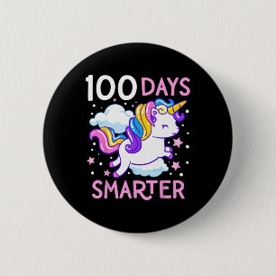 100th Day of School Unicorn 100 Days Smarter Kinde 2 Inch Round Button