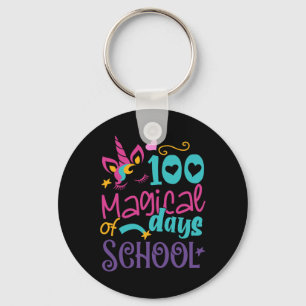 100th Day Of School Unicorn 100 Magical Days Teach Keychain