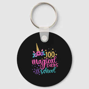 100th Day Of School Unicorn 100 Magical Days Teach Keychain