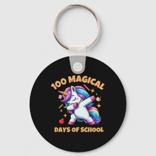 100th Day Of School Unicorn 100 Magical Days Teach Keychain