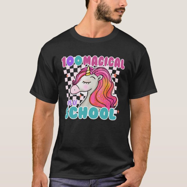 100th Day Of School Unicorn 100 Magical Days Teach T-Shirt (Front)
