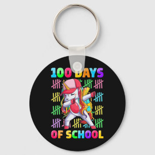 100th Day of School Unicorn for Girls Kids Happy 1 Keychain