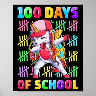 100th Day Of School Unicorn For Girls Kids Happy 1 Poster