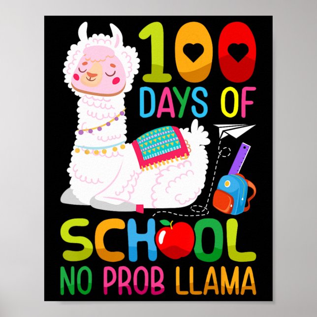 100th Day of School Unicorn Girls 100 Days of Scho Poster (Front)