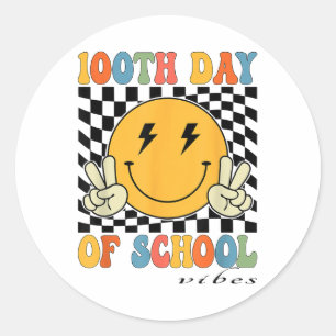 100th Day Of School Vibes 100 Days For Teacher Classic Round Sticker