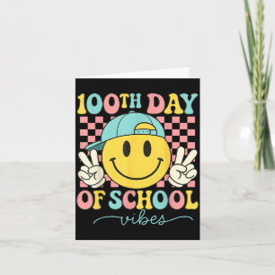 100th Day Of School Vibes 100 Days Teacher Boy Gir Card