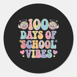 100th Day Of School Vibes Cute Smile Face 100 Days Classic Round Sticker