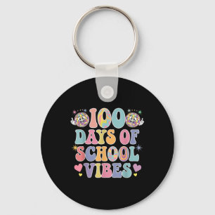 100th Day Of School Vibes Cute Smile Face 100 Days Keychain