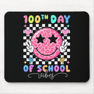 100th Day Of School Vibes Cute Smile Face 100 Days Mouse Pad