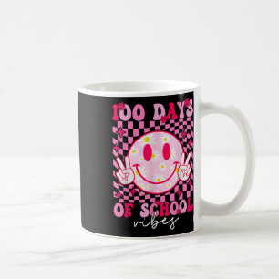 100th Day Of School Vibes Pink Smile Face 100 Days Coffee Mug