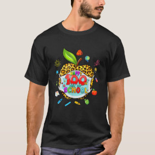 100Th Day Of School Virtual Apple Leopard Mask Tea T-Shirt