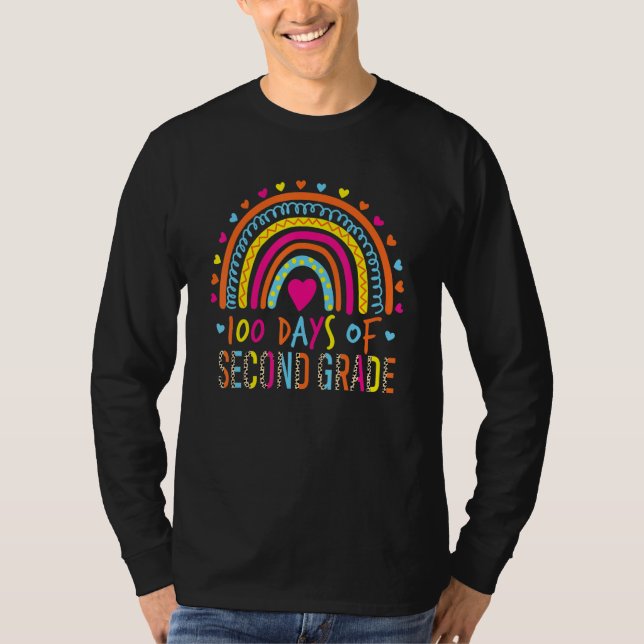 100th Day Of Second Grade School Rainbow 100 Days  T-Shirt (Front)