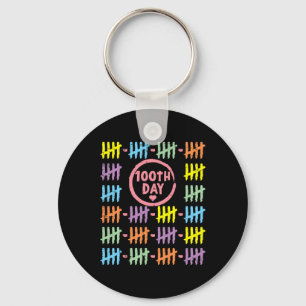 100th Day Rainbow Lines Tally Marks 100 Days Of Sc Keychain