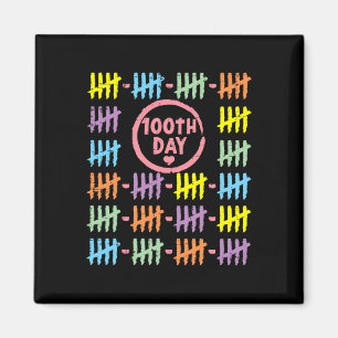 100th Day Rainbow Lines Tally Marks 100 Days Of Sc Magnet