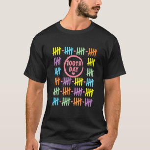 100th Day Rainbow Lines Tally Marks 100 Days Of Sc T-Shirt