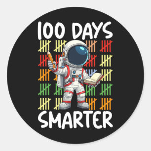 100th Day School Space Lover 100 Days Smarter Boys Classic Round Sticker