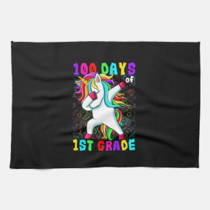100th Day School Unicorn 100 Days of 1st Grade Sch Kitchen Towel