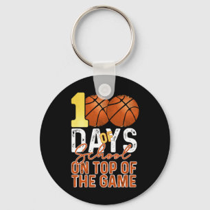 100th Day Students Boys Girls Bysketbyll 100 Days Keychain