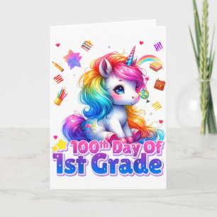 100th Days Of 1st Grade Unicorn 100 Days Toddler G Card