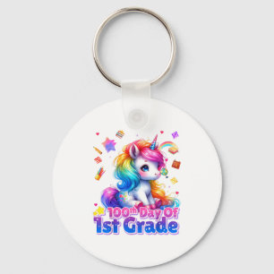 100th Days Of 1st Grade Unicorn 100 Days Toddler G Keychain