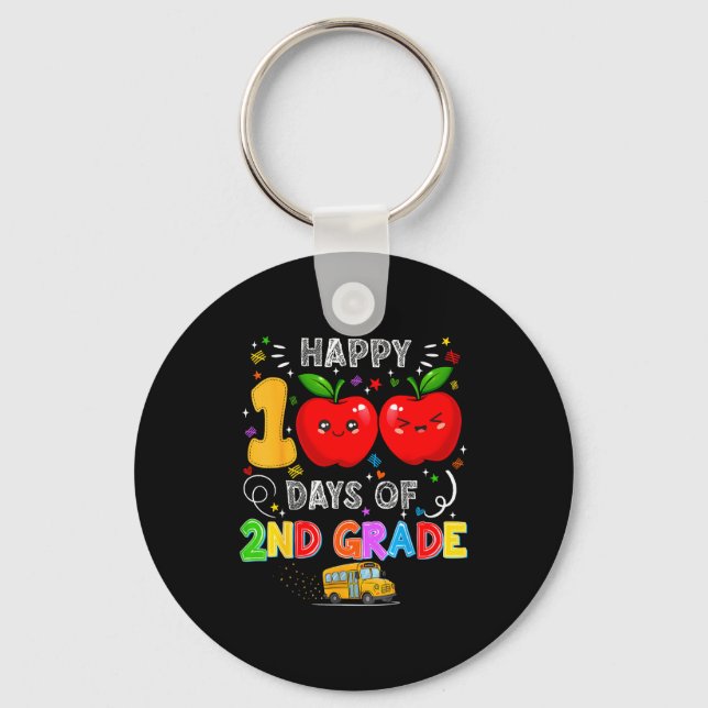 100th Days Of 2nd Grade 100 Days Toddler Girl  Keychain (Front)