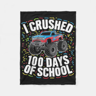 100th Days Of School Boys Teacher Student Monster  Fleece Blanket