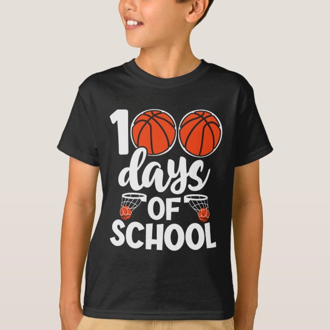 100th Days Of School Bysketbyll Kids Boys Novelty  T-Shirt (Front)