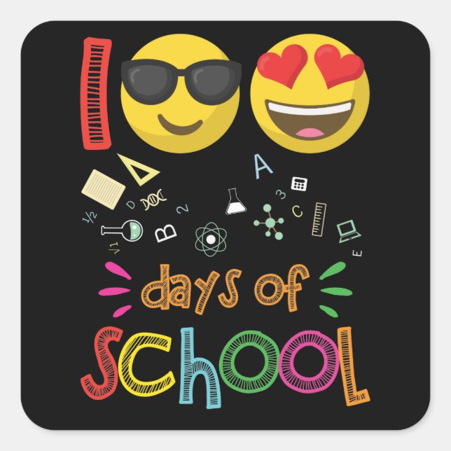 100th Days of School Kindergarten Teacher Emoji Square Sticker (Front)