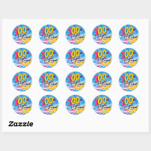 100th flight colourful airplane travel souvenir classic round sticker