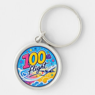 100th flight colourful airplane travel souvenir keychain