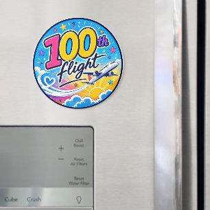 100th flight colourful airplane travel souvenir magnet