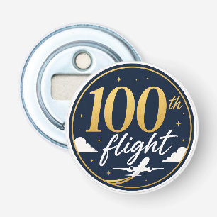 100th flight gold airplane travel souvenir bottle opener