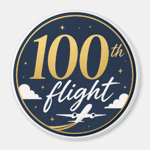 100th flight gold airplane travel souvenir magnet