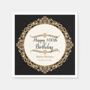 100th Happy Birthday Party Celebration Round Decor Napkin