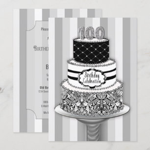 100th Invitation d'anniversaire, gâteau 3-Tier