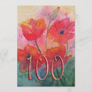 100th Invitation de fête d'anniversaire - pavots