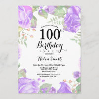 100th invitation florale pourpre botanique