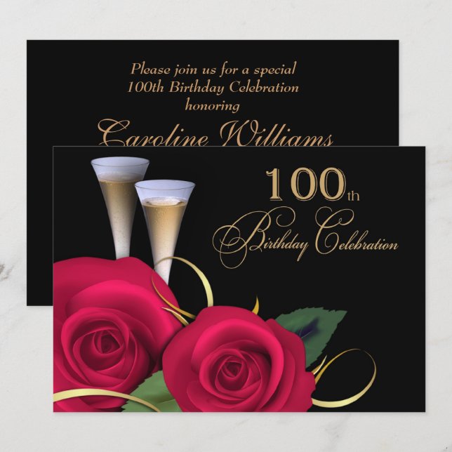 100th Invitations de coutume de célébration (Devant / Derrière)