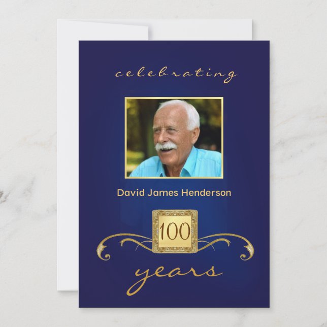 100th Invitations de photo de fête d'anniversaire (Devant)