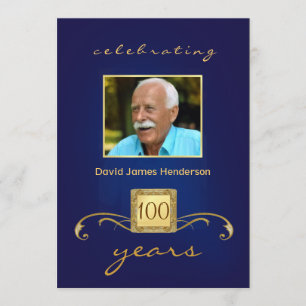 100th Invitations de photo de fête d'anniversaire