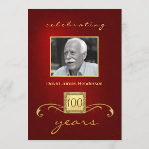 100th Invitations de photo de fête d'anniversaire