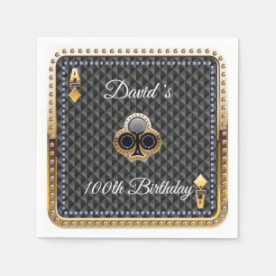 100th Poker Playing Card Casino Birthday Napkins