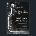 100th Wine Birthday Invitation. Aged to Perfection Invitation<br><div class="desc">100th Wine Birthday Invitation. Aged to Perfection. Red Wine. Wine Tasting Invitation. Black and Silver Glitter Champagne. 18th 20th 21st 30th 40th 50th 60th 70th 80th 90th 100th,  Any Ages. For further customization,  please click the "Customize it" button and use our design tool to modify this template.</div>