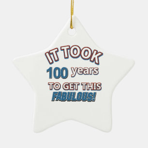 100th year birthday designs ceramic ornament
