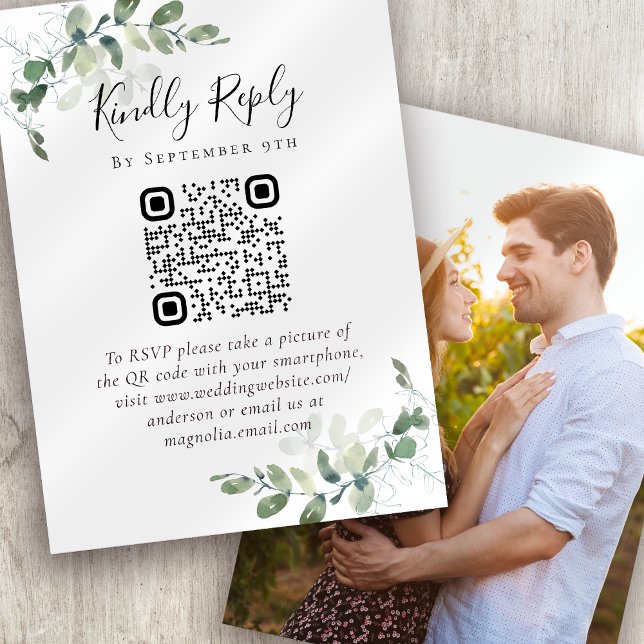 100x Site Mariage QR Code Photo Eucalyptus RSVP (Créateur téléchargé)