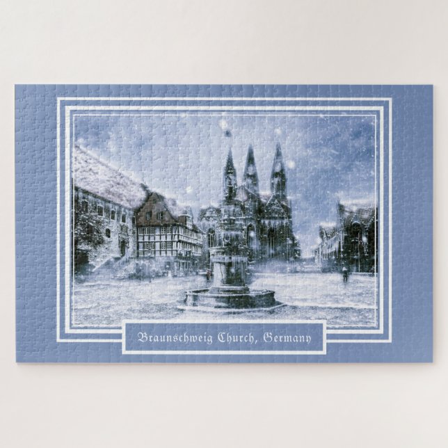 1014 pieces Braunschweig Church Winter Snowy Jigsaw Puzzle (Horizontal)